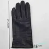 Men's Fashion Sheepskin Genuine Leather Cotton Lining Winter Gloves Keep Warm Driving Riding Outdoor Black