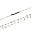 Beach Anklet Black Crystal Beads 2 Sets Pé Pulseira Perna Moda Feminina Jóias Vintage Yoga Ankle Chain Barefoot Sandálias G1022