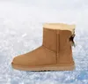 Kvinnor Stövlar Snow Boots Ankel Bowtie Kort Mini Australia Classic Knä Lång Vinter Designer Bailey Bow Svart Grå Kastanj Red Hot Wgg