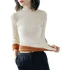 Casual dames winter trui met lange mouwen verdikte plus fluwelen warmte dames slim-fit stretch tops vrouw 210527