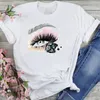 T-Shirt da donna Donna Dolce 2021 Abbigliamento Stile carino Ciglia Cartone animato Moda estiva Abiti adorabili Stampa Manica corta Magliette e camicette T-shirt