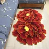 Chinese style red peony flower carpet thick livingroom and bedroom area rug pink flower door mats Wedding parlor hallway rugs 211204