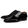 Diseñador zapatos de vestir para hombres Sneaker Triple Black Oreo Leede Patent Rivets Slip On Loafer Luxury Men Wedding Zapato para Fiesta de Negocios con caja 39-47