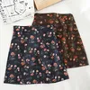 Kimutomo Vintage Floral Jupe Femmes Printemps Automne Style Français Dames Taille Haute Sauvage A-ligne Mini Jupe Outwear Élégant 210521