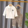 Ensemble pantalon à bretelles pour enfants, pantalon à bretelles et Polo, t-shirt, vêtements deux pièces, tendance, pour bébés en bas âge, 80 à 120cm