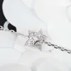S925 Yıldız şekli ve ışıltılı elmas için gümüş cazibe bileziği kadın düğün mücevher hediyesi kutu damgası PS3070A247Z