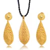 Örhängen halsband Dubai India Gold Women Wedding Girl Pendant Jewelry Set Nigerian African Etiopia Party Diy Charms Gift WS37203a