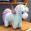 Fantastisk glöd regnbåge vingar unicorn plysch leksak jätte unicorn leksak fylld djur docka fluffigt hår flyga häst leksaker för barn barn y211119