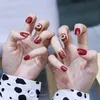 Mode falska naglar för kvinnor 24 tips imitation pärla vattentäta bärbara kort version tjejer falska nagel