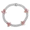 Hip Hop Butterfly Choker Naszyjnik z CZ Beton Dla Kobiet Szeroki Kubański Łańcuch Łańcuch Oświadczenie Kołnierz Chocker Moda Biżuteria X0509