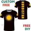 Koszulki mężczyzn Kurdistan Nation Kurd Kurdish Flag T Shirt Creative okrągły kołnierz Solidny kolor grafika Dalkurd FF dla mężczyzn Casual311u