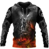 Herren Hoodies Herren Sweatshirts Tattoo Dungeon Skull 3D All Over Print US-Größe Hoodie Mann Frauen Harajuku Outwear Reißverschluss Pullover