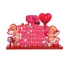 Valentine Party Tabletop Decoration Pink Wooden Angel Cupid Home Office Tabletop Decor RRB13247