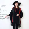 wrap Shawl women039s autumn and winter Cape striped bat sleeve knitted scarf with dual purpose multifunction thickened cape co2851095