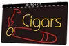 TC1337 Cigars Smoke Shop Light Sign Gravure 3D bicolore