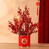 装飾花エミュレーションミニパインピック造花クリスマスグリーンレッドベリーコーンホリーブランチホームツリー装飾BH5402 TYJ