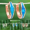 blue opal hoop earrings