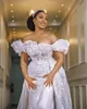 Perles Robes De Mariée Sirène Robes De Mariée Avec Train Détachable Africain Nigérian Hors De L'épaule Perlée Applique Robe De Novia WJY