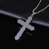 Jesus Kreuz Strass Intarsien Anhänger Halskette Männer Religiöser Glaube Schmuck G1206