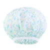 Chapeau de bain imperméable bord en dentelle extensible bonnet de douche épaissi motif de fleurs à pois élastique couverture de cheveux fournitures de salle de bain