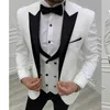 3 stuk slim fit heren pakken met dubbele breasted vest formele bruiloft smoking voor groomsmen mode zwart piek-reverskostuum x0909