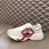 Tasarımcı Rhyton Ayakkabı Bej Erkek Eğitmenler Vintage Lüks Chaussures Bayan Ayakkabısı Moda Sneakers Wave Mouth Sneaker Platform Baba Sneaker With Box