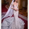 Księżniczka Suknie ślubne syreny koronki w stylu vintage w połowie długiego rękawu sukienki panny młodej długie pociąg Białe kości słoniowej suknia ślubna z aplikacjami
