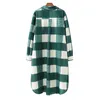 BLSQR Fashion Fickor Oversized Plaid Jacka Kvinnor Vintage Långärmad Side Vents Kvinnor OuterWear Chic Toppar Green Coat 210430
