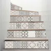 6 sztuk / zestaw 3D Mandala Kwiat Schody Schody Riser Naklejki Podłogowe Samoprzylepne DIY Stairway Wodoodporna Naklejka ścienna PVC P0RE 210929