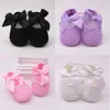 Första Walkers Born Girls Soft Shoes Soled Non-Slip Toddler Bowknot Lace Baby Bomull Tyg Footwear Crib Flat Single A20