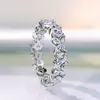 Real 925 Sterling Silver White Gold Plated 2021 Unique Design Austrian CZ Paved Fashion Women Ring Wedding Jewelry