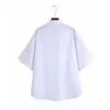 Femmes surdimensionnées chemise à manches courtes Za blanc plus taille chemises d'été en vrac femme chic boutonné poches plaquées haut long 210602