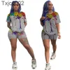 Women Tracksuits Two Pieces Set Designer Summer Short Set Outfits Nk-jet Printing Short Sleeve T Shirt Shorts Jogging Suit Plus Size