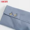 Tangada Dames Solid Crop Blazer Jas Vintage Kleed Kraag Pocket Mode Vrouwelijke Casual CHIC TOPS BE417 210609