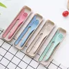 Spoons Reusable Three-Piece Plastic Cutlery Cutlery Wheat Straw Knife Fork Inventory Wholesale