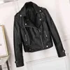 Aelegantmis Fashion Slim Women Faux Läderjacka Casual Biker Motorcykel Jackor Kvinnlig Punk Streetwear Spring Autumn Coat 211110