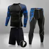 Homem compressão esportes terno de secagem rápida perspiração treinamento de fitness mma kit rashguard masculino sportswear jogging running roupas 211006