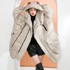 Manteau en duvet de canard blanc pour femmes manches longues col détachable hiver épais Parkas surdimensionné pardessus vêtements d'extérieur chauds