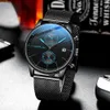 Zegarek CrRju Mężczyźni Luksusowe Casual Zegarek Kwarcowy Z Niebieski Ręce Sport Chronograf Zegar Ze Stali Nierdzewnej Ze Stali Nierdzewnej Dla Male 210517