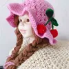 Arrival Cute Baby Girl Bucket Hat Hair Pigtail Braid Wig Cap Winter Warm Knitted Children Kids Girls Hats and Caps 210713