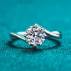 Diamant utmärkt klippa god klarhet d färg vit moissanit hjärta snöflinga ring silver 925 smycken