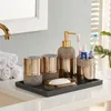 Juego de accesorios de baño, accesorios de baño, dispensador de jabón, soporte para cepillo de dientes, taza para gárgaras, regalos de boda, acabado dorado/plateado, 6 piezas