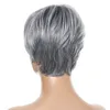 Bob corto peluca sintética Color gris perruques de cheveux humains simulación pelucas de cabello humano Remy para mujeres WIG-332