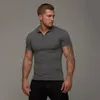 Man mode polo casual effen kleur korte mouw hoge kwaliteit slank shirt mannen fitness trendy homme