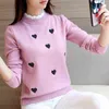 Peonfly Women Turtleneck Sweter Solidny Kolor Haft Cartoon Panda Bear Cute Streetwear Pulowers Knitted Samica Ubrania Topy 210805