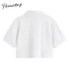Yitimuceng T Shirts Kvinna Puff Sleeve O-Neck Tees Solid White Peacock Blå Toppar Sommar Mode Enkel Stil Tshirts 210601