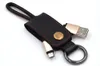 PU Leather Lanyard Metal Keychain phone cables 2A USB Charger Data Cable for samsung S7 S8 Android cellphone