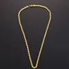 Rope Chain Necklace Men Women Clavicle Jewelry 18k Yellow Gold Filled Classic Twisted Gift 60cm Long