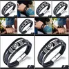 Charm-Armbänder Schmuck Herren Punk Zeremonie Pentagramm Stahlring Geflochtenes Lederarmband Jungen Weihnachtsgeschenk Drop Lieferung 2021 Cicua