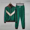 Europe Paris Designer Hommes Femmes Survêtements Costume De Sport De Luxe Cardigan À Fermeture Éclair Patchwork Pantalon De Couleur Vert Rayé Sportsuit Cloth204r